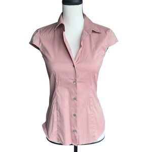 Button Up Mauve Cap Sleeve Blouse P/PT